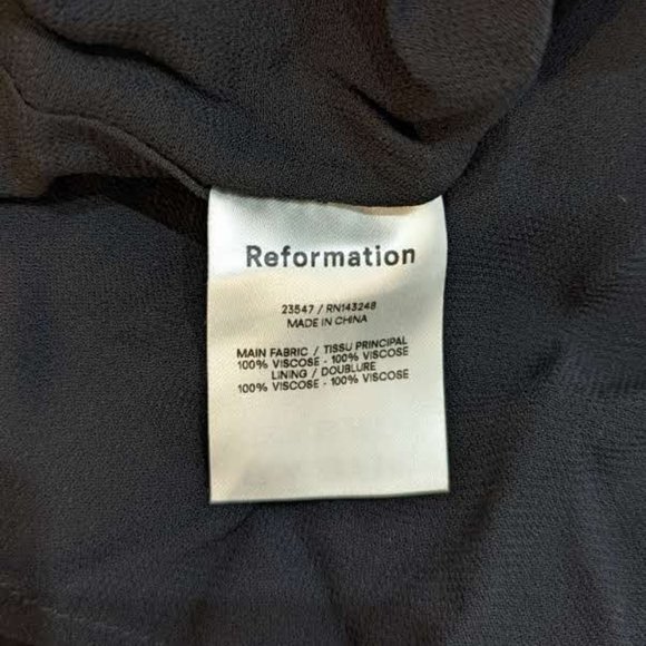 REFORMATION Kourtney Black Faux Wrap Midi Dress - Picture 8 of 8